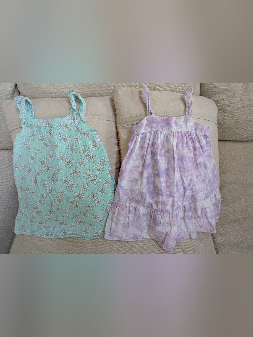 Angel Dear Mint Daisy & Lavender Tie-Dye Dress Set